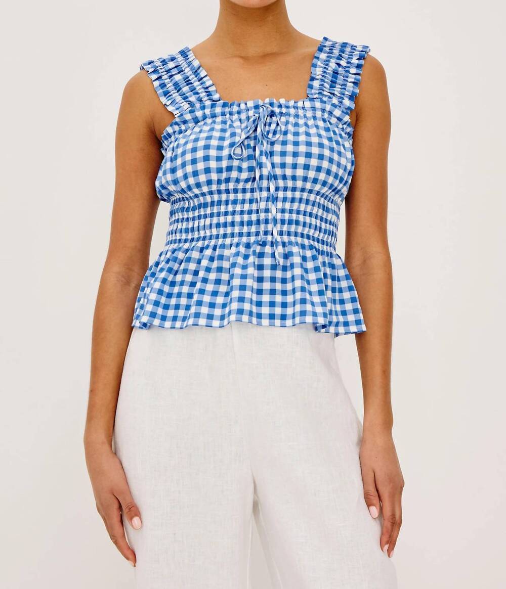 NEW RAILS giadzy donna top in azure gingham